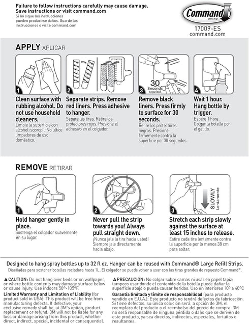 Command Spray Bottle Hanger with 2-Strips, 2-Pack, Organize Damage-Free...