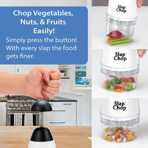 Original Slap Chop Slicer Chopper with Stainless Steel Blades & Butterfly Opening for Easy Cleaning - Vegetable Chopper Gadget - Mini Chopper for ...