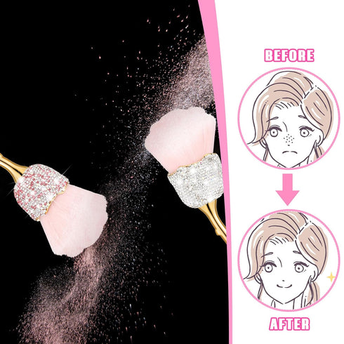 Tessco 2 Pieces Rose Flower Nail Dust Brush Makeup Brush Large Face Powder Makeup Brushes Dust Powder Remover Foundation Makeup Brush Powder Brush...