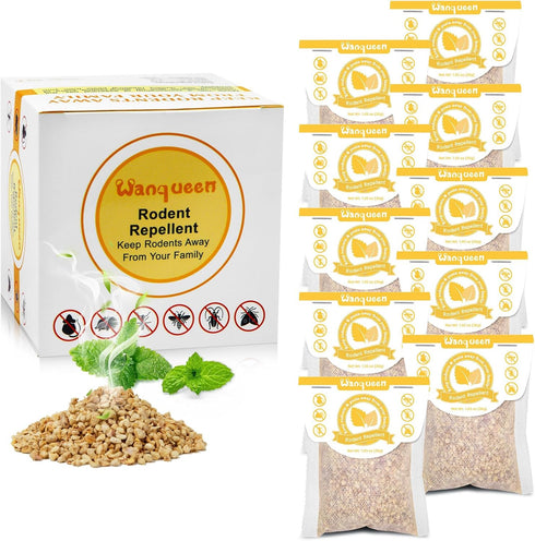 10 Pack Natural Mouse Repellent Pouches Peppermint Oil to Repel Mice and Rats, Rodent Repellent Pest Control Pouches Mice Repellent for House Mous...