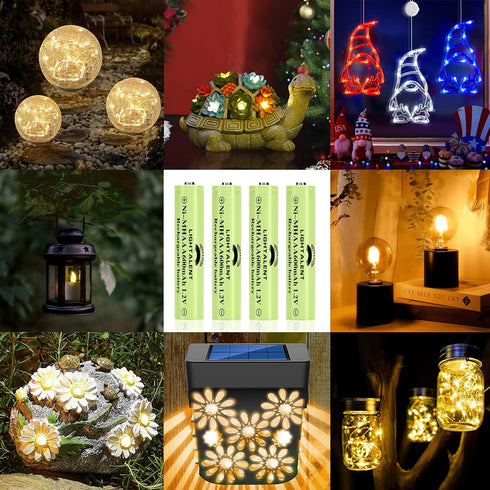 Ni-MH AAA Rechargeable Batteries, Triple A High Capacity 1.2V Pre-Charged for Garden Landscaping Outdoor Solar Lights, String Lights, Pathway Ligh...