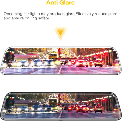 WOLFBOX 12inch PET Anti-Glare Film for Rear View Mirror Camera, Interior Rearview Mirror Anti Glare Membrane Anti-Scratch Sticker Safe Driving Pro...