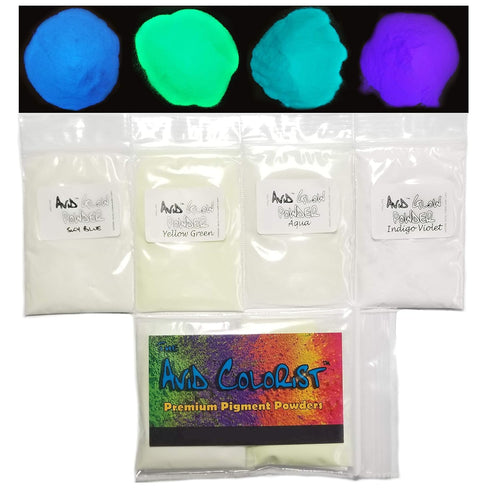 THE AVID COLORIST- Glow Powder Pigment- 4 Color Neutral in Daylight Pack- 2.1oz/60g Total- for Resin, Slime, Nail Polish, Coatings, Paint- Glow in...