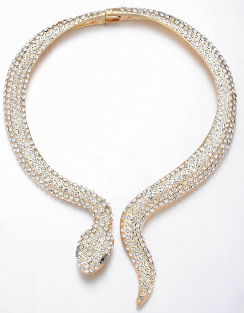 Women's Crystal Gold Snake Choker Collar Necklace Hip Hop Statement Cuff Rhinestone Costume Party Jewelry...