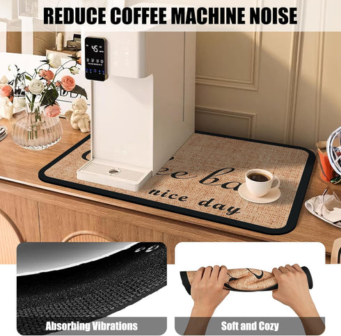 Coffee Bar Mat for Countertops, Coffee Bar Accessories Fit Under Coffee Maker Espresso Machine, Absorbent Hide Stain Rubber Backed Machine Coffee ...