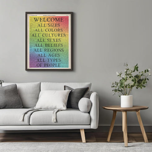 Posterizer 1 pcs-welcome all sizes and sexes and colors sign-Gay & LGBTQ Art-Motivational & Inspirational Art-Gift for LGBTQ, Queer, Gay, Bi, Lesb...