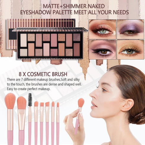 Teen Makeup Kit For Girl Include Eyeshadow Palette,Eyeliner,Makeup Brush Set,Lipgloss Set,Mascara, Eyebrow Pencil Make up Set Gift for Women Full ...