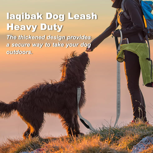 Heavy Duty Dog Leash, Laqibak Double-Sided Reflective Double Handle Dog Leash - Double-Layer Thickening, Lockable Safety Carabiner Design, 6 FT Pe...