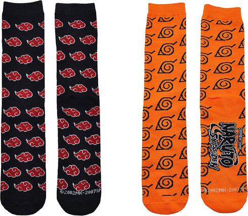Everything Legwear Naruto Shippuden Socks Cosplay (2 Pair) - (1 Size) Akatsuki Naruto Gifts Crew Socks Women & Men's...
