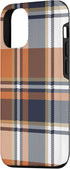 iPhone 12/12 Pro Navy Black and Orange Plaid Halloween Fall Autumn Pumpkins Case...