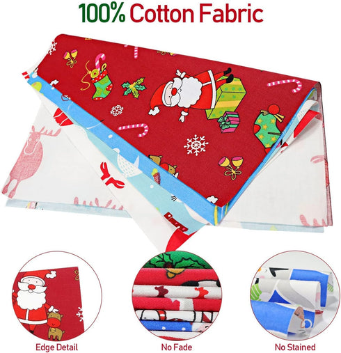 Christmas Fabric Bundles, 20 Pcs Different Pattern Christmas Quilting Fabric, Fabric Squares with Snowman and Santa Christmas Cotton Fabric Sewing...
