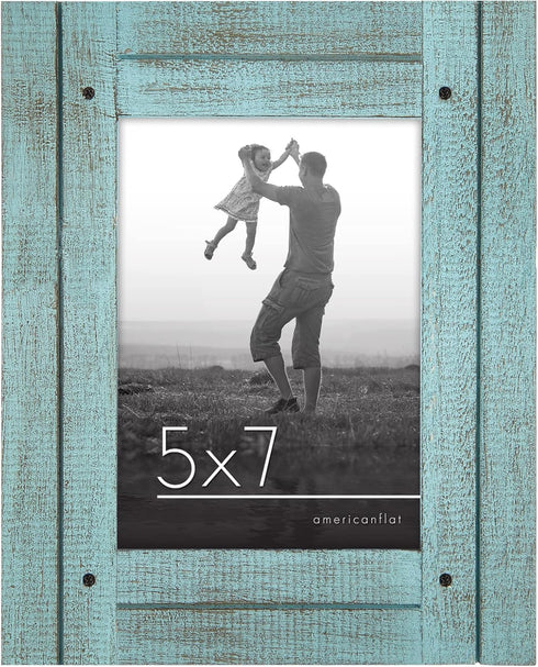 Americanflat 5x7 Picture Frame with Polished, Crystal Clear Glass - Hampton Collection - Distressed Wood Picture Frames for Tabletop and Wall Disp...