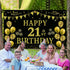 Trgowaul 21st Birthday Decorations for her him, Men Women Black Gold 21st Birthday Backdrop Banner, 21 Years Old Party Supplies Photography Backgr...