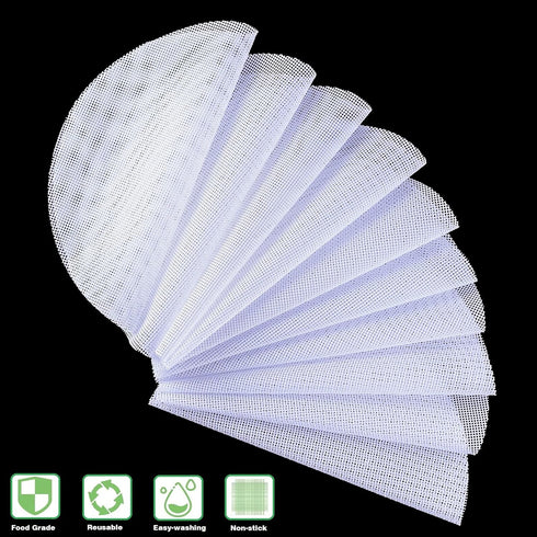 10Pcs Round Silicone Steamer Liners,11inch Non-stick Silicone Steamer Mesh Mat,Reusable Bamboo Steamer Liner Pad Dim Sum Mesh for Home Kitchen Coo...