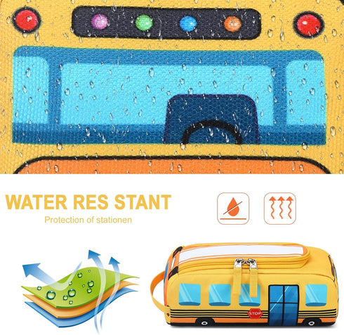 LEDAOU Cute Pencil Case for Kids Girls Boys Pencil Pouch kawaii Pen Pencil Box Bag Holder for School Students (Yellow School Bus)...