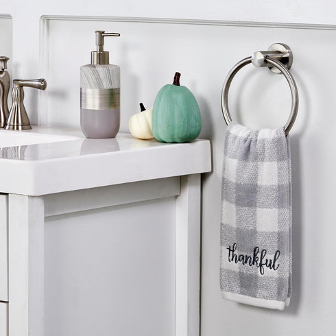 SKL Home by Saturday Knight Ltd. Thankful Plaid Hand Towel (2-Pack), Gray...