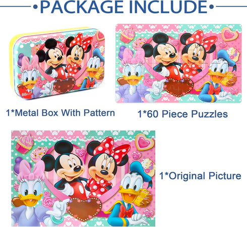LELEMON Puzzles for Kids Ages 4-8,60 Piece Puzzles for Kids Ages 4-6,Children Jigsaw Puzzles Kids Puzzles in a Metal Box,Educational Learning Puzz...