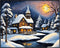 Posterizer 1 pcs- quaint old village-building in nature-night sky 12-Landscape & Nature Art-Floral Botanical Art- Decor for Home & Office- unframe...