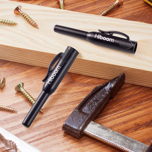 Hiboom 2 Pcs Solid Carpenter Pencil Cap, Long Nose Deep Hole Mechanical Woodworking Construction Marker Cap with Pocket Clip, Marking Scribe Tools...