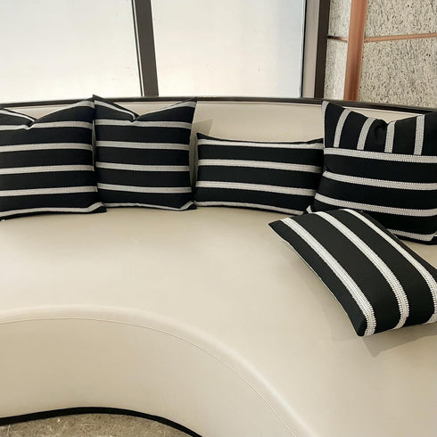 Slow Cow Decorative Rectangular Throw Pillow Cover Textured Lumbar Accent Cushion Cover for Couch Sofa 12 x 20 Inches Black Mixed Off White...