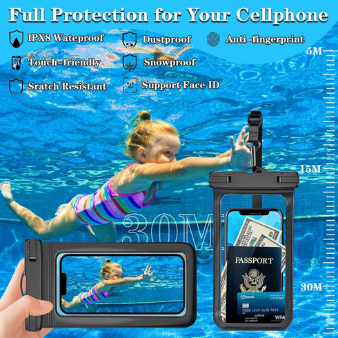 6 Pack Multicolor Universal Waterproof Phone Pouch, Large Phone Waterproof Case Dry Bag (Protection Level: IP68) Outdoor for Apple iPhone,Samsung,...