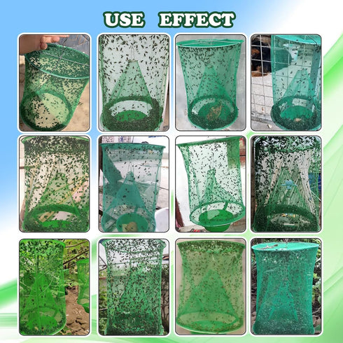 6 Pack Ranch Fly Trap, 2024 New Hanging Fly Catcher, The Most Effective Trap Ever Made with Pots, Cage Catcher for Indoor and Outdoor, Family Farm...