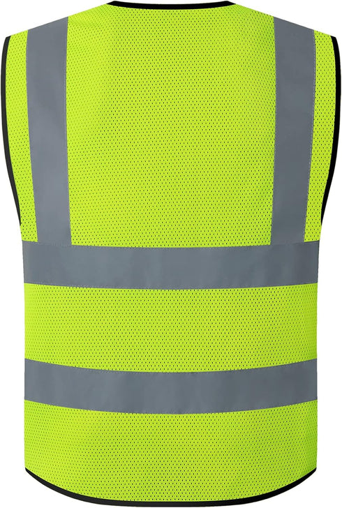 Reflective Safety Vest for Men Women with 8 Pockets and Zipper High Visibility Mesh Construction Work Vest Meets ANSI/ISEA Standards (KZ170-Yellow...