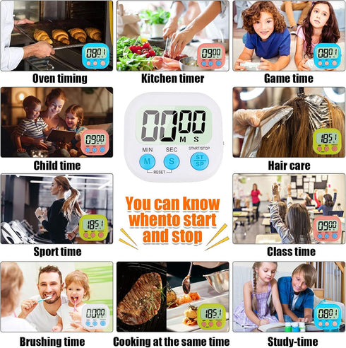 4-Piece Multi-Function Electronic Timer, Learning Management, Suitable for Kitchen, Study, Work, Exercise Training, Outdoor Activities(not Includi...