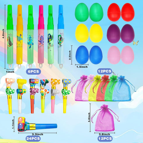 BANBALLON Egg Shakers Bird Whistle Noisemakers with Organza Gift Bags Music Party Favors for Musical Party Gift Beginner Kid Musical Instrument To...