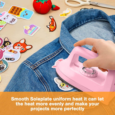 Mini Iron for Crafts Quilting, Travel Iron Household Iron Easy Iron Supplies Mini Electric Iron, Mini Heat Press Machine Sewing Sachine (Pink), Wh...