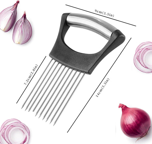 Onion Slicer, Mumulo Stainless Steel Onion Cutter for Slicing and Storage Onions, Tomato, Eggs and Vegetables, Protective Cover Included, Dishwash...
