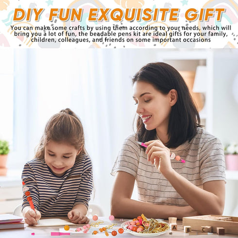 10 Set Beadable Pens and Beadable Keychain with Tassels, Lobster Clasps, Pendants Plenty Colorful Beads Bulk DIY Making Kit for Women Kid Student ...