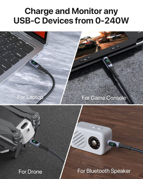 SOOPII USB 4 Cable with LED Display,Supports 8K Video,Max 40Gbps Data Transfer,240W USB C to USB C Charging Cable,Compatible with lPhone 15,MacBoo...