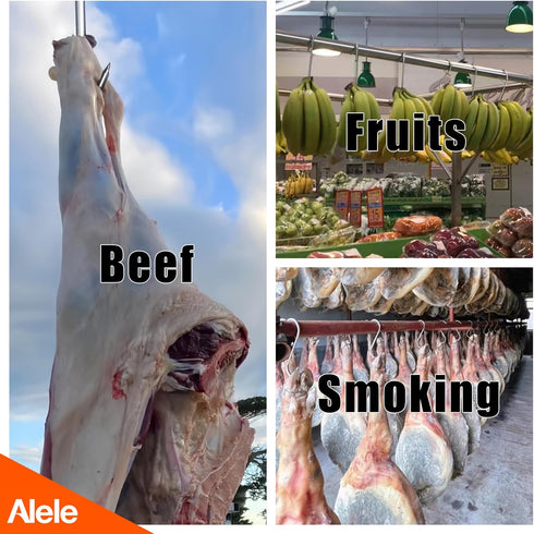 Alele 8 Inch Meat Hook 10mm Heavy Duty Stainless Steel Butcher Hooks for Hanging Beef (Meat Hook 10mm 8inch 4p)...