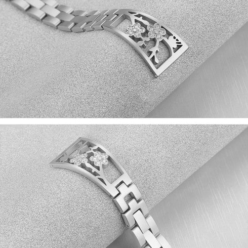 Stainless Steel Bands Compatible with Fitbit Versa 2/Versa Lite/Versa for Women, Luxurious Bling Bracelet with Rhinestone Metal Wristbands, Silver...