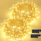 JMEXSUSS 2 Pack 100 LED Warm White Christmas Lights Outdoor, Connectable 33ft Warm White String Lights Indoor Plug in, 8 Modes Christmas String Li...