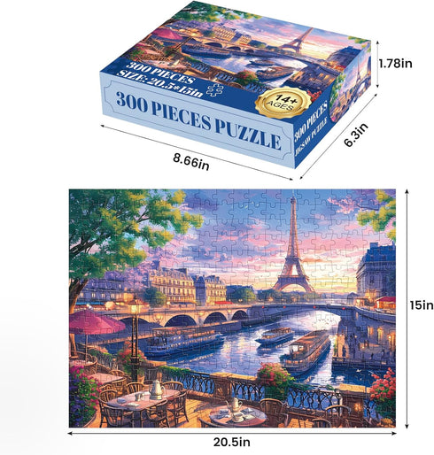 300 Piece Puzzle for Adults-Blooming Paris | Recycled Cardboar Jigsaw Puzzles 300 Pieces | Challenging Family Activity Great Gift Idea for Family ...
