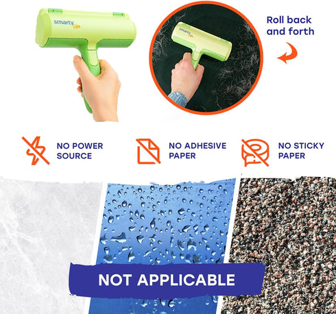 Roller Pet Hair Remover & Reusable Lint Roller - Cat and Dog Fur Remover - Washable Pet Hair Removal Tool for Furniture, Couch, Bedding, Clothes, ...