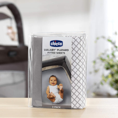 Chicco Lullaby Playard Sheets - Grey Diamond 2-Pack | Grey/White...