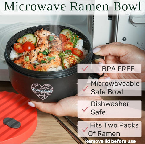 AI LOVE PEACE Ramen Bowl,Ramen Cooker,Microwave Ramen Bowl, Large Noodle Bowl 40 oz,Microwave Soup Bowl,Portable Noodle Bowls, Ramen Bowl Microwav...
