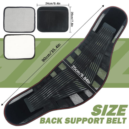Adjustable Back Brace with 3 Removable Pads, Back Support Brace, Breathable Mesh Lumbar Support Belt for Men Women, Waist Wrap for Lower Back Pain...