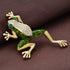 Vintage Gold Tone Crystal Green Enamel Frog Brooch Pin Lucky Symbol Animal Pin...