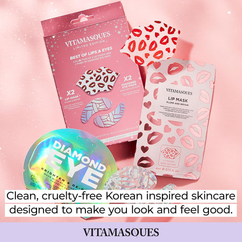 Vitamasques Under Eye Patches & Lip Mask Sheets, Best of Eyes & Lips Set - Eye Patches for Puffy Eyes - Under Eye Masks for Dark Circles and Puffi...