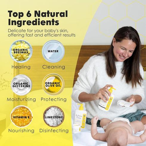 La Petite Creme French Premium Diapering Lotion - Diaper Cream Alternative to Baby Wipes - Gentle Moisturizer & Skin Cleanser with USDA Certified ...