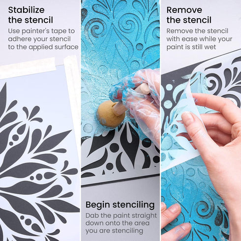 Arteza Mandala Stencils for Painting, 12 Unique Designs, 11.8 x 11.8 Inches, Thick Plastic, Art Supplies for Parties, Family Activities...
