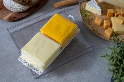 Cheese Keeper | Storage Container for Fridge | Food Storage Box with Lid and Tray | Sliced Cheese Holder and Organizer for Refrigerator | Made in ...