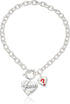 GUESS "Basic Silver Logo Heart and Pave Heart Toggle Pendant Necklace...