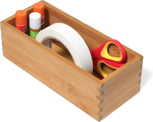 Lipper International Bamboo Utensil Holder Storage Box for Cooking Tools, Makeup, or Office Supplies, 4" x 9 1/4" x 3"...