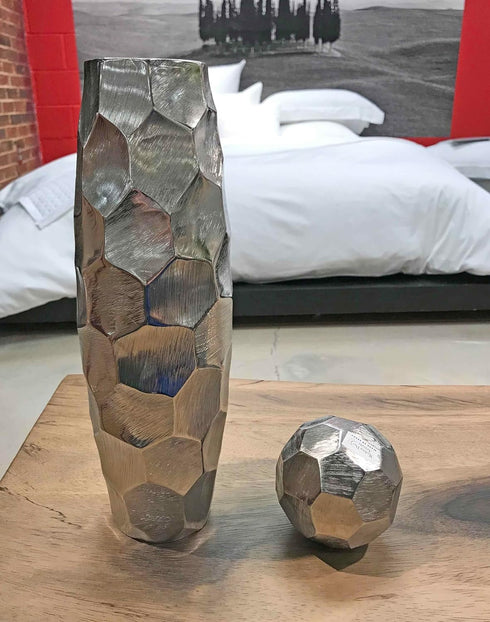 Modern Day Accents 3618 Facetado Silver Sphere, Filler Balls, Home Office, Room Decor, Desk, Tabletop, Modern Home Decor, Centerpiece, Decorative ...