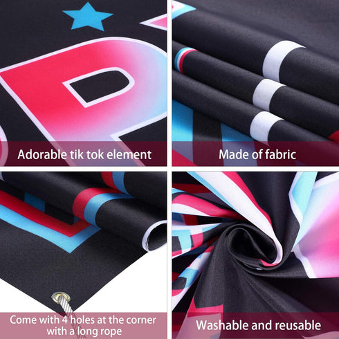 Music Happy Birthday Party Backdrop Musical Social Media Birthday Party Supplies Social Media Photography Background Large Fabric Banner for Teens...